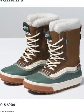 Vans Brown and Green Sherpa-Lined Winter Boots Vans Standard Snow MTE
